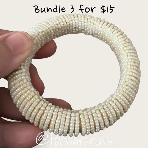 Bundle 3 for $15 Handmade Bangle Bracelet covered in Pill Seed Beads - Picture 4 of 8